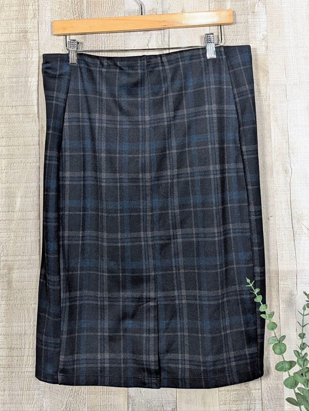Liverpool Los Angeles Blue Gray Plaid Pencil Skirt Women's 14W Career Office